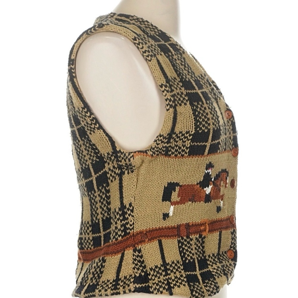 MILLER’S VINTAGE Knit Equestrian Rodeo Horse Sweater Vest Size Medium VGUC - Picture 8 of 9